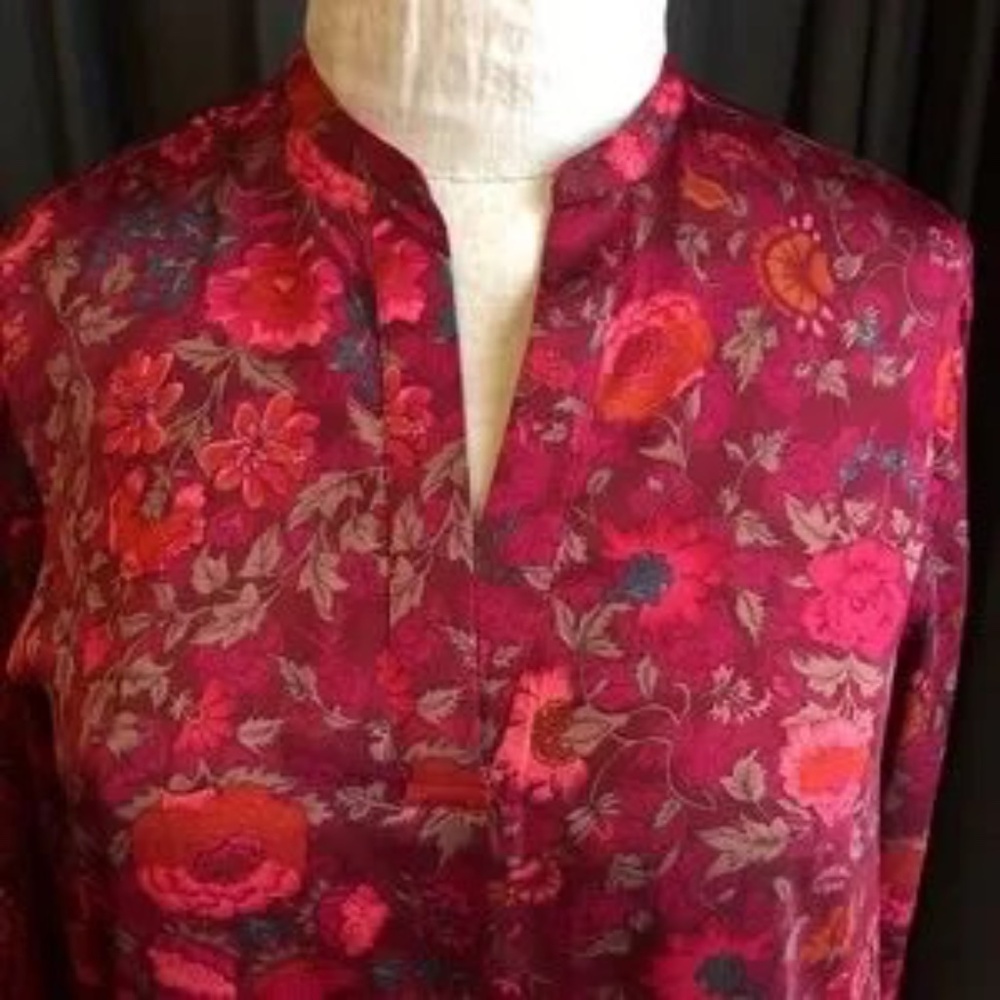 Lauren Ralph Lauren Red and Pink Floral Blouse